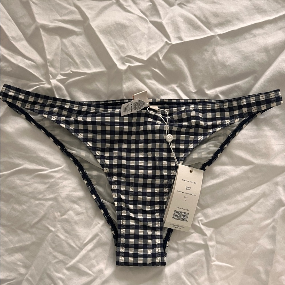 Tory Burch Gingham Hipster Swim Bottoms